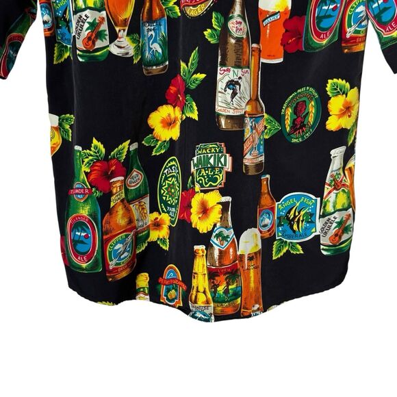 Vtg Montello Club Mens Medium Floral Beer Print Button Up Shirt Short Sleeve - Picture 9 of 10